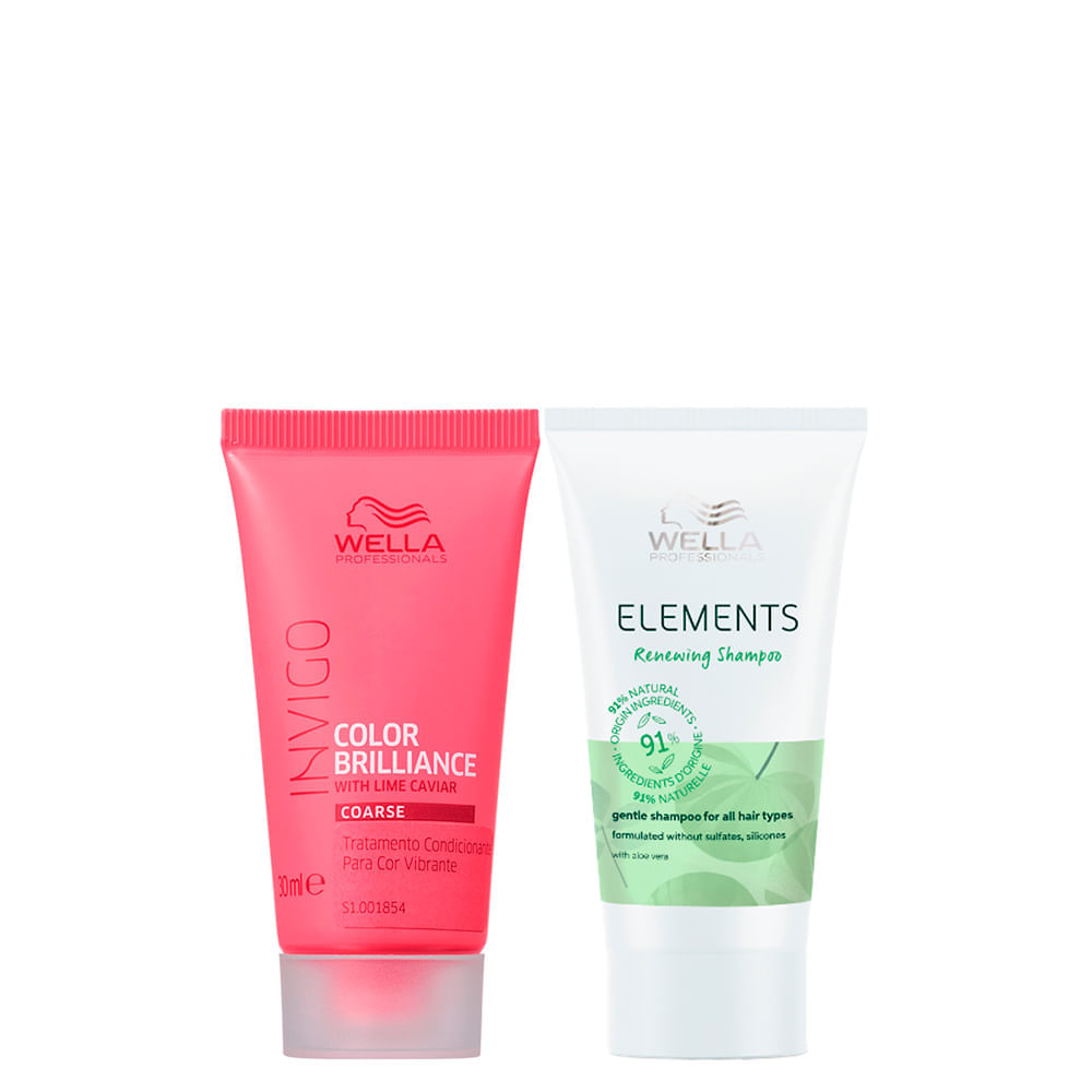 Kit Wella Professionals Shampoo Elements Renewing 30ml e Máscara Invigo Brilliance 30ml