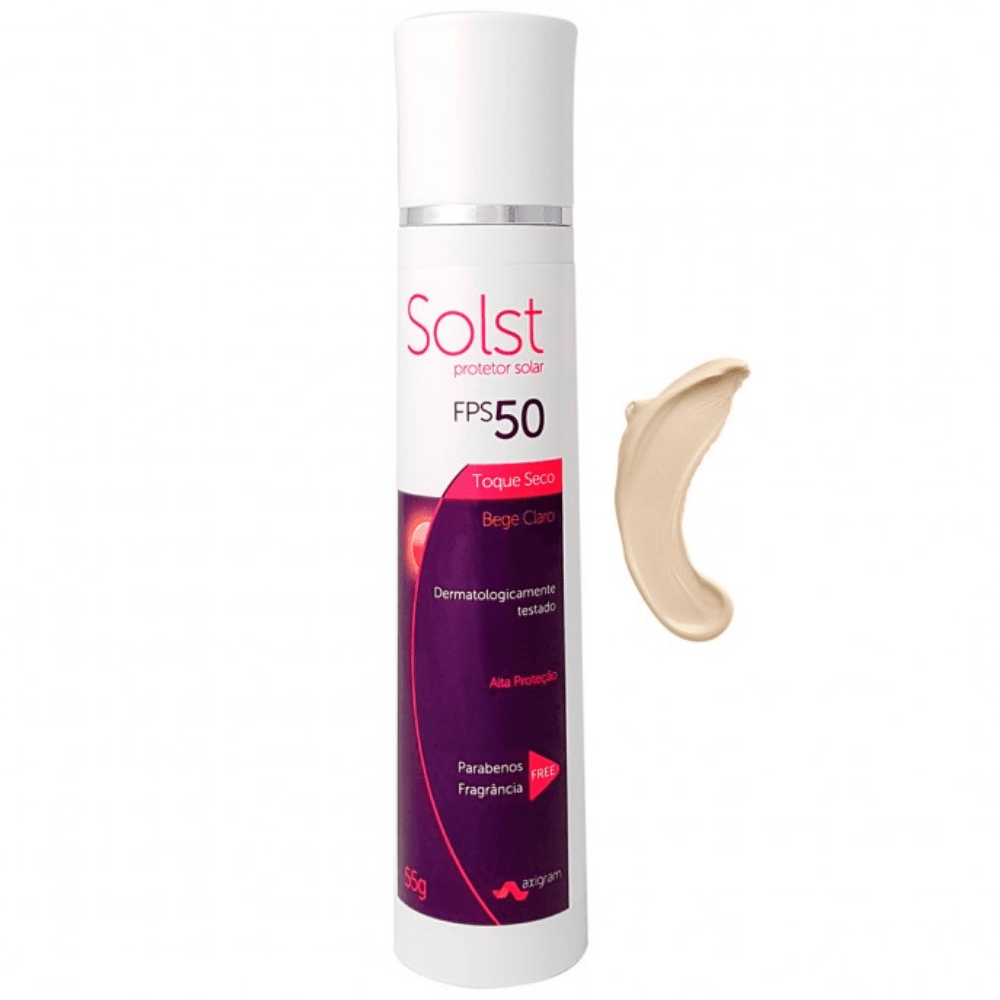 Solst Protetor Solar Toque Seco Bege Claro Axigram Fps 50 55g