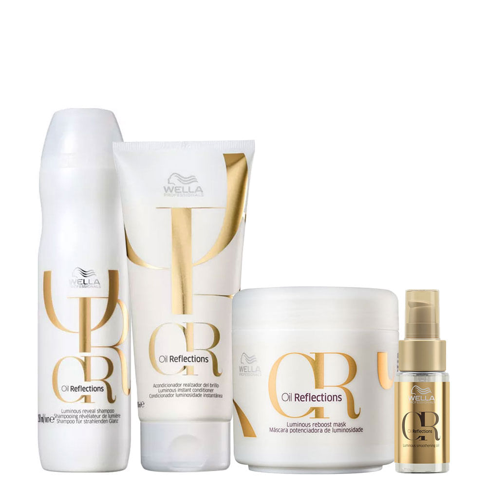 Kit Wella Oil Reflections Shampoo 25ml Condicionador 200ml Máscara 150ml e Óleo 30ml