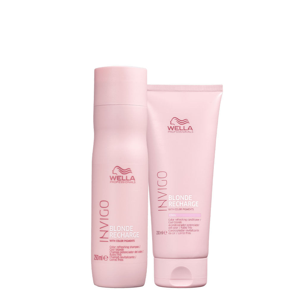 Kit Wella Invigo Cool Blonde Recharge Shampoo 250ml e Condicionador 200ml