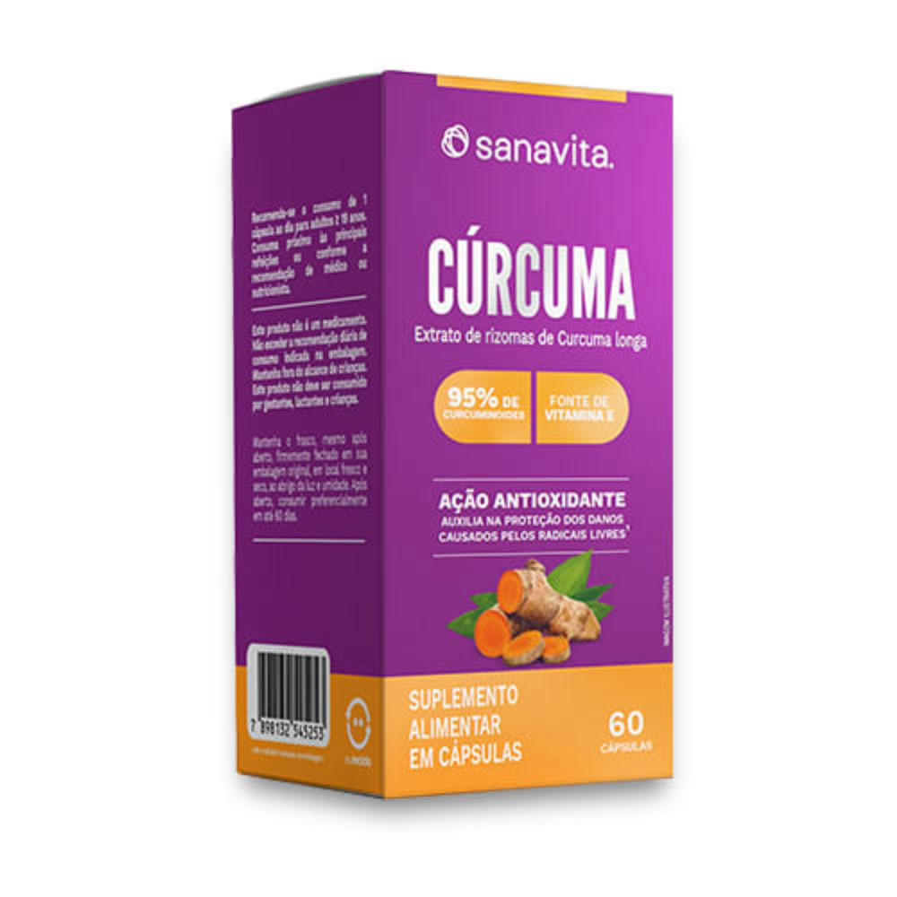 Suplemento Alimentar Cúrcuma Sanavita 60 Cápsulas