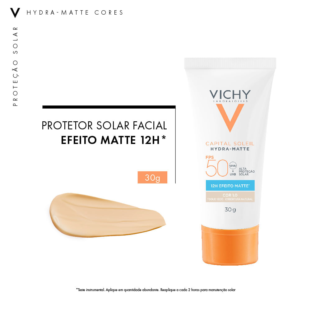 Protetor Solar Facial Vichy Capital Soleil Hydra-Matte FPS 50 Cor 1.0 30 g