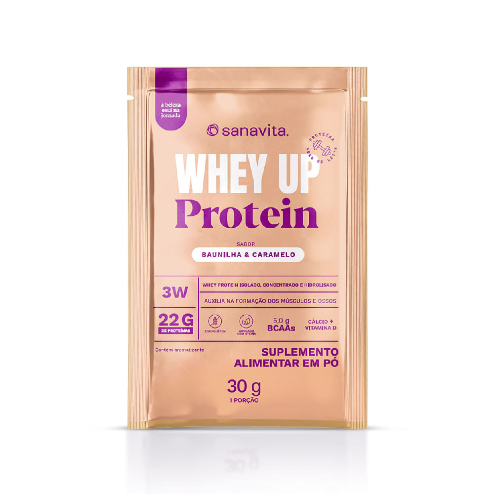 Suplemento Alimentar Em Pó  Whey UP Baunilha e Caramelo Sanavita 1 Sachê