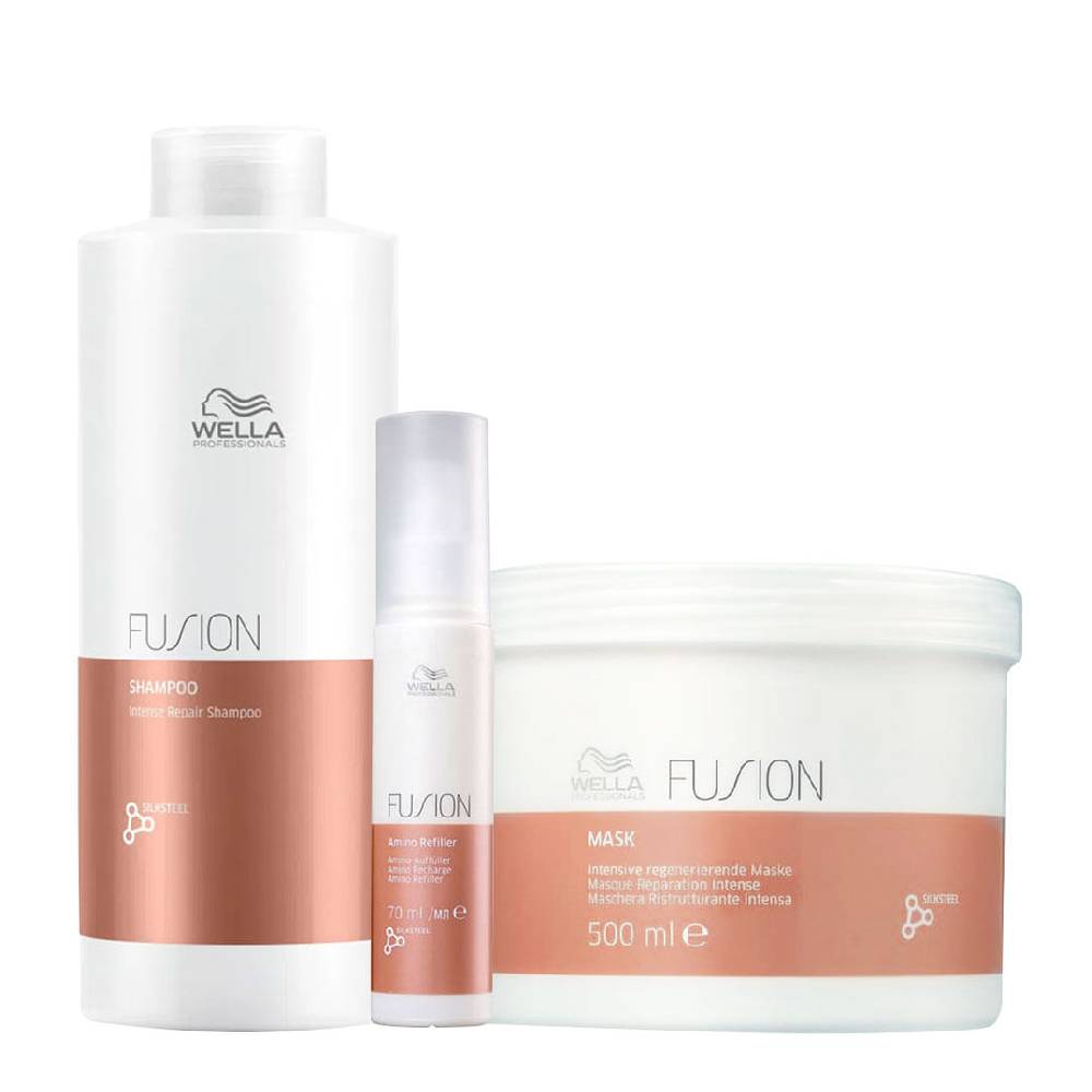 Kit Wella Professionals Fusion - Shampoo 1000 ml + Máscara 500 ml + Tratamento Reconstrução 70 ml