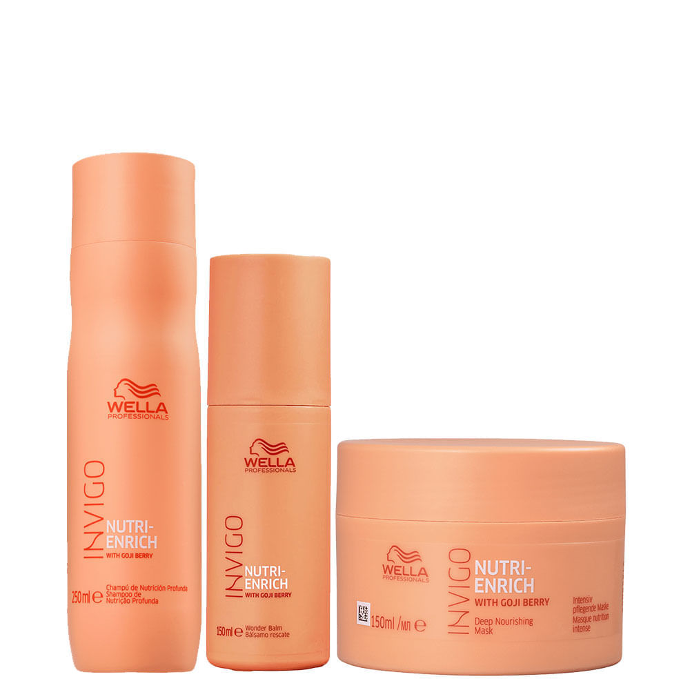 Kit Wella Professionals Invigo Nutri Enrich Shampoo 250 ml + Máscara 150 ml + Leave-in 150 ml