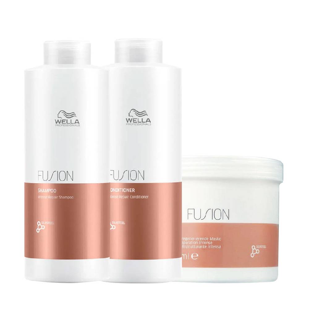 Kit Wella Professionals Fusion Shampoo 1000 ml + Condicionador 1000 ml + Máscara 500 ml