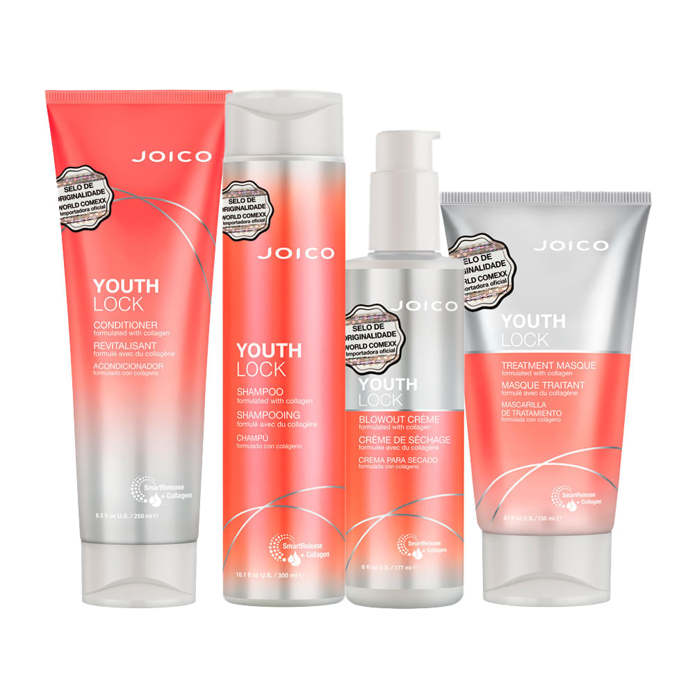 Kit Youth Joico Shampoo  300 Ml + Condicionador 250 Ml + Máscara 150 Ml + Leave-in  177 Ml