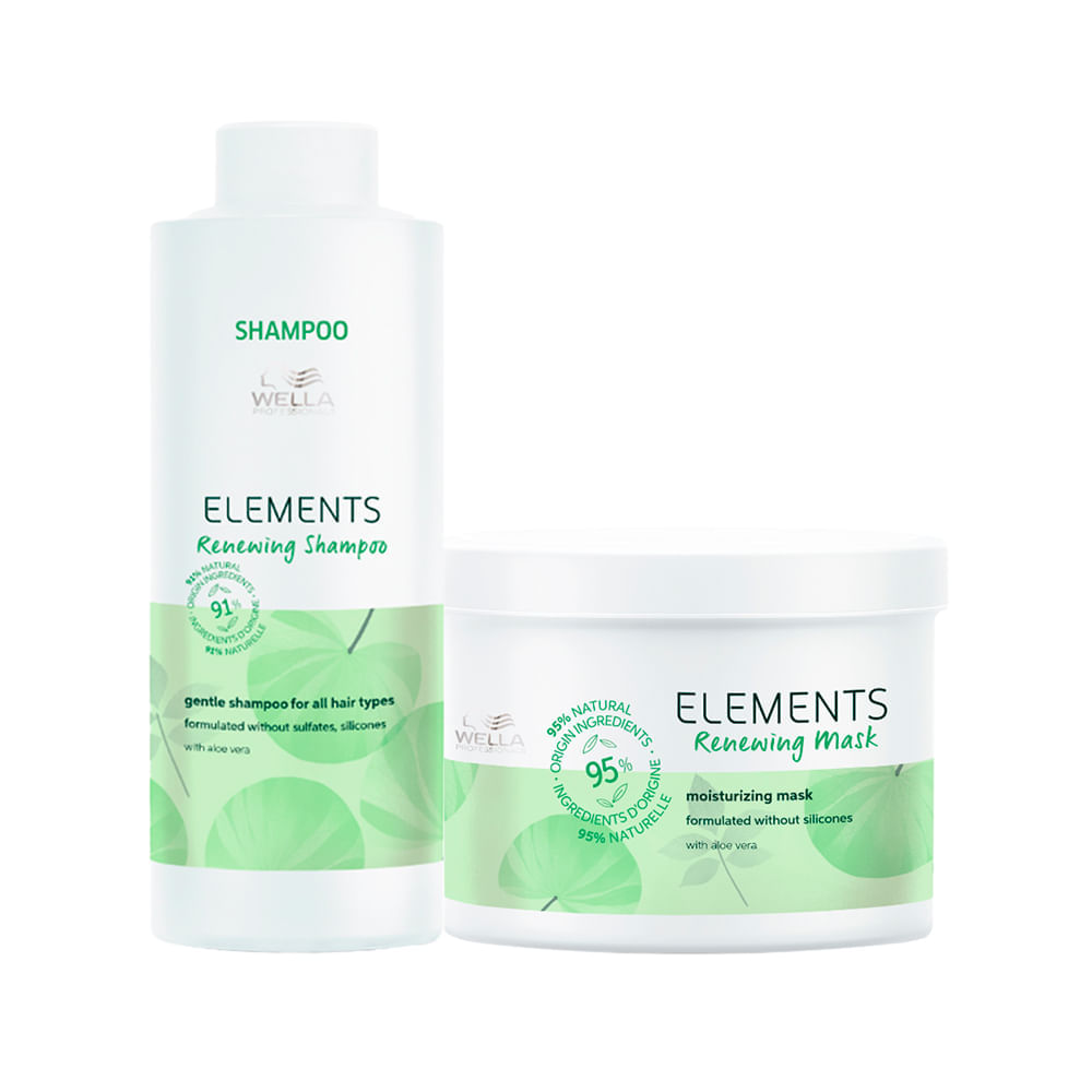Kit Wella Professionals Elements Renewing Shampoo 1000 ml + Máscara  500 ml