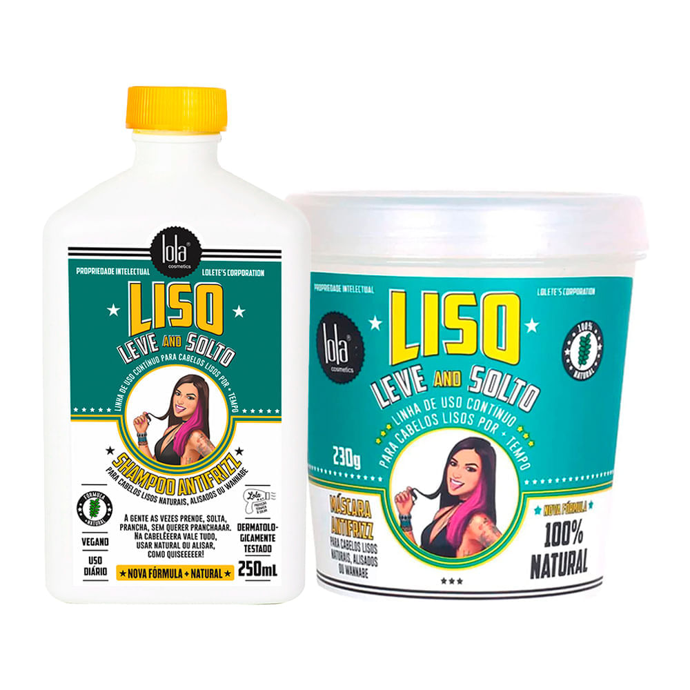 Kit Lola Cosmetics Hidratação Liso, Leve and Solto  Shampoo 250 ml + Máscara Antifrizz 230 g