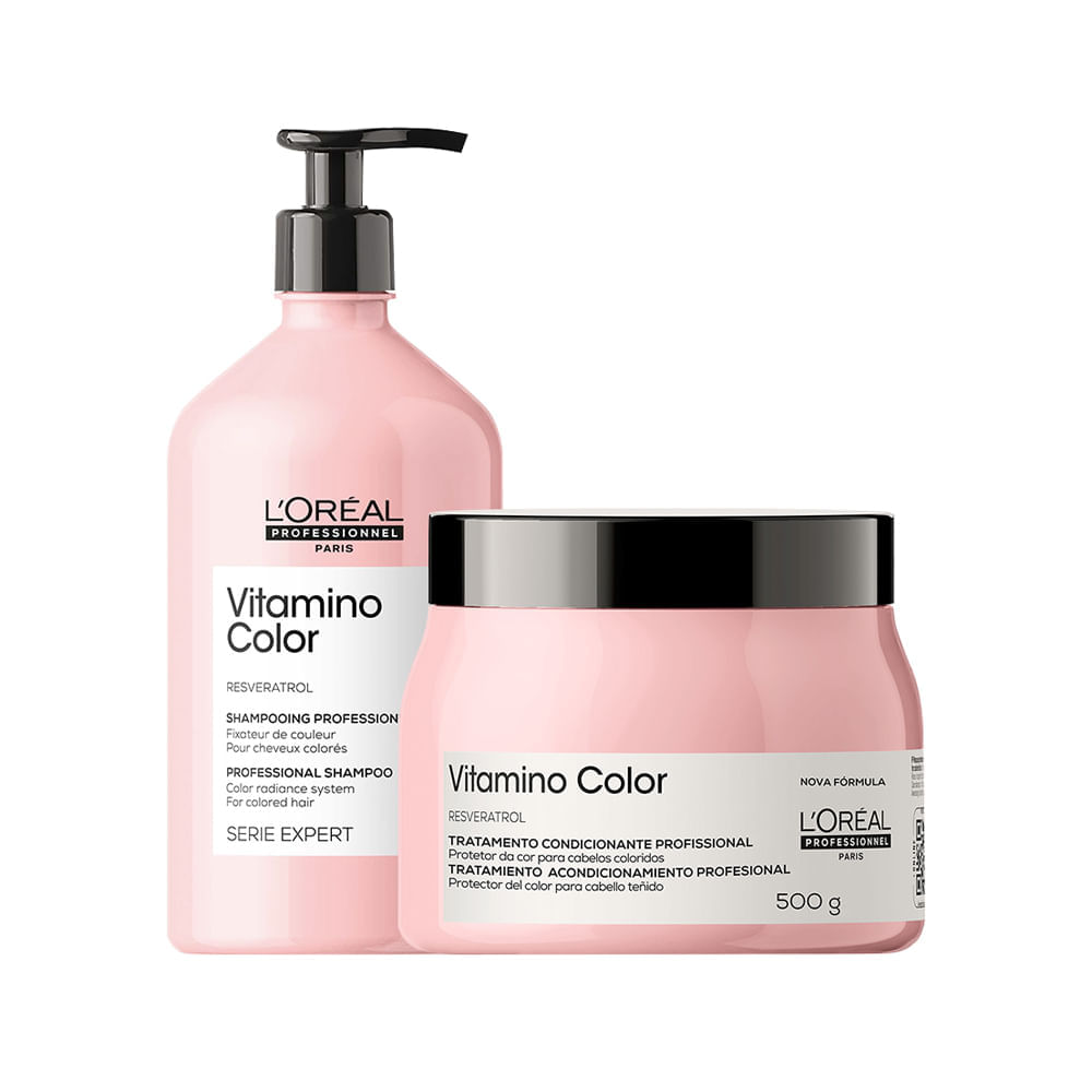 Kit L'Oréal Professionnel  Serie Expert Vitamino Color Shampoo 750 ml + Máscara 500 g