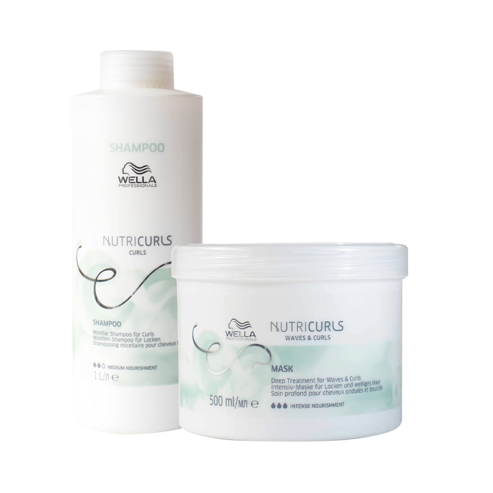 Kit Wella Professionals Nutricurls Shampoo 1000 Ml + Máscara 500 Ml