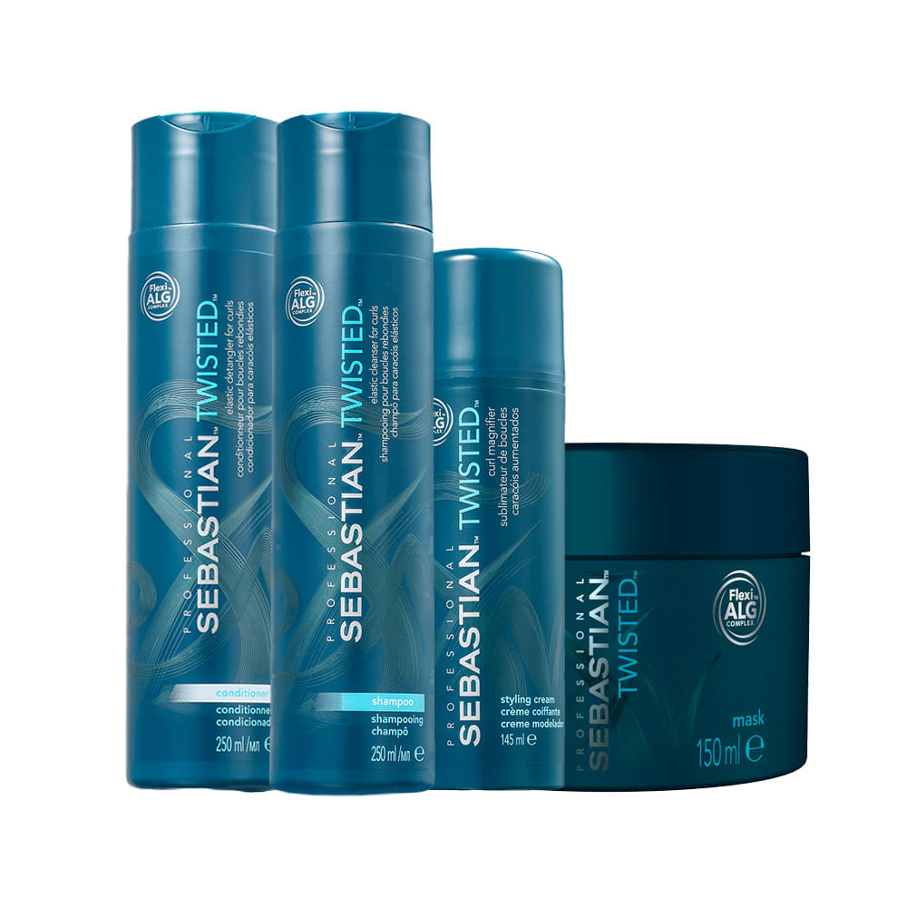 Kit Sebastian Professional Twisted Shampoo 250 ml + Condicionador 250 ml + Máscara 150 ml + Creme de Pentear 145 ml