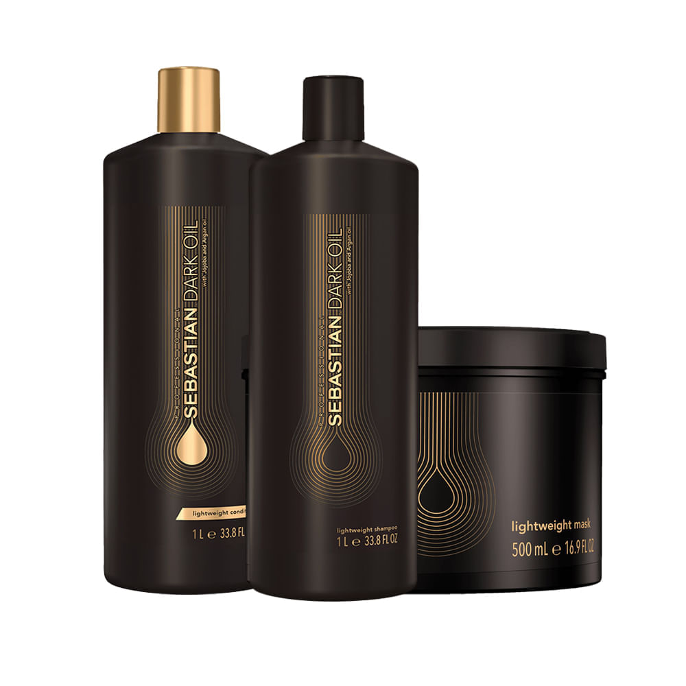 Kit Sebastian Professional Dark Oil Shampoo 1000 ml + Condicionador 1000 ml + Máscara 500 ml