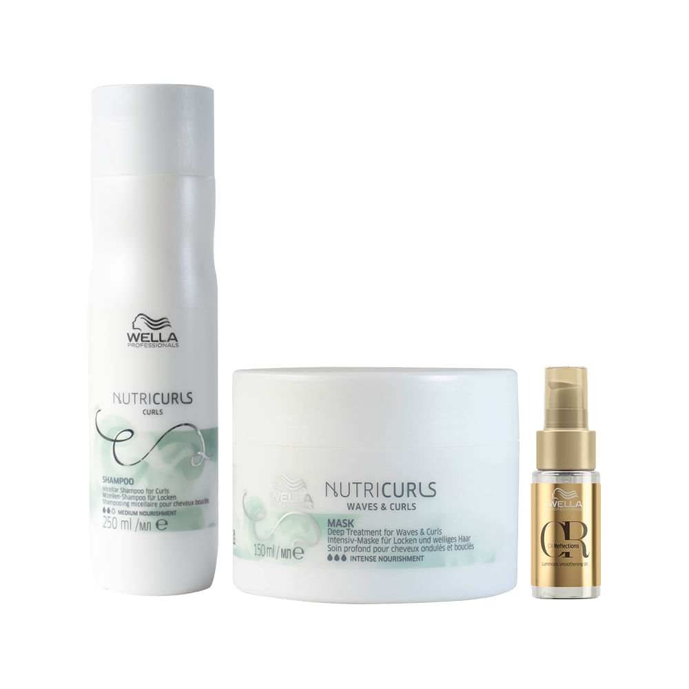 Kit Wella Professionals Nutricurls - Shampoo 250 Ml + Máscara 150 Ml + Óleo 30 Ml