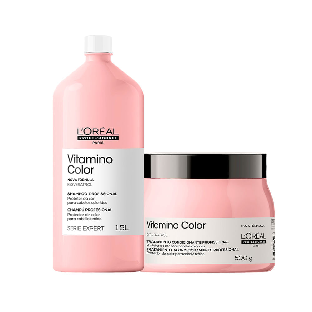 Kit L'oréal Professionnel Serie Expert Vitamino Color  Shampoo 1500 Ml + Máscara 500 G