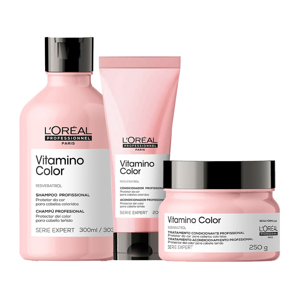 Kit L'Oréal Professionnel  Serie Expert Vitamino Color Shampoo 300 ml + Condicionador 200 ml + Máscara 250 g