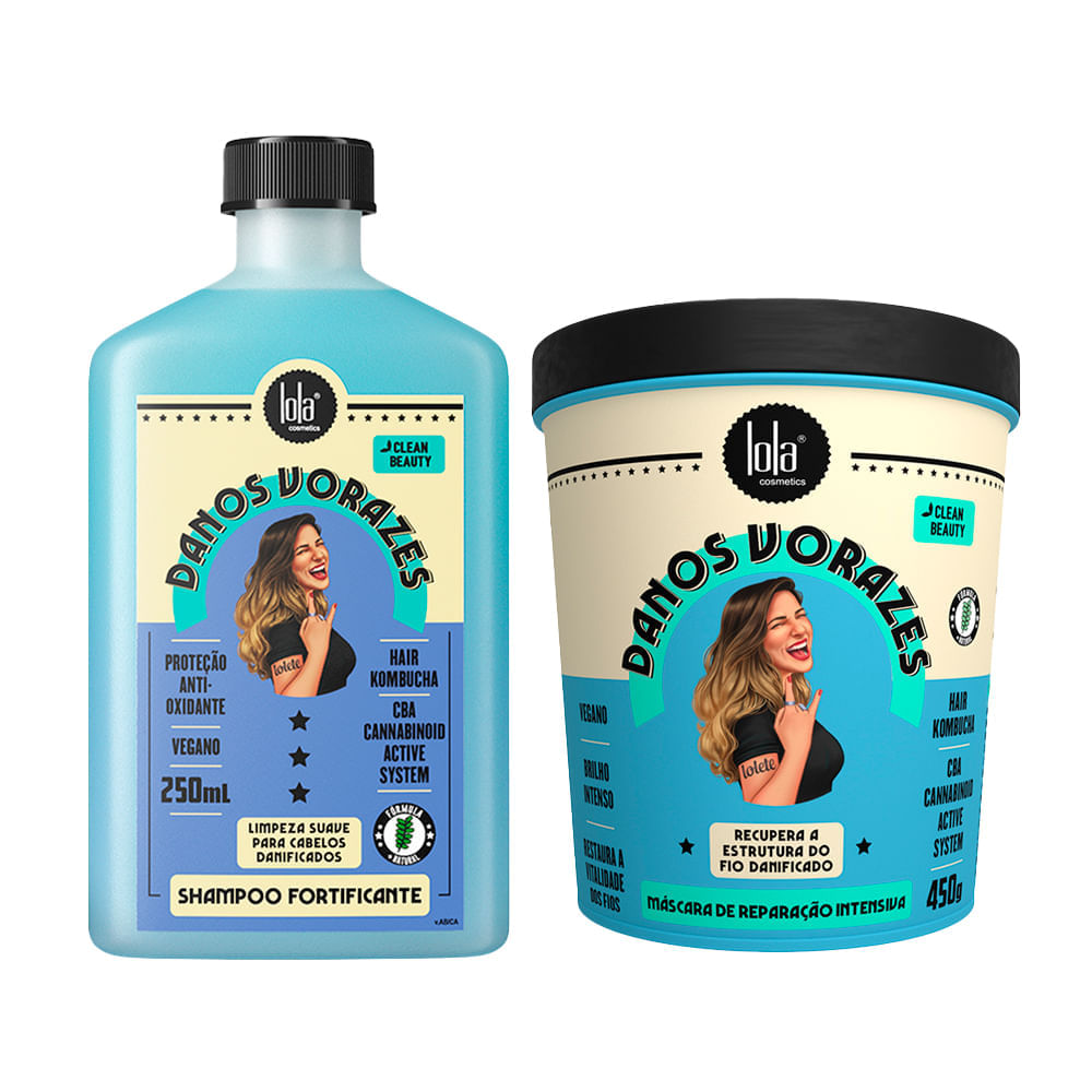Kit Reconstrução Danos Vorazes Lola Cosmetics Shampoo 250ml + Máscara de Reconstrução 450g