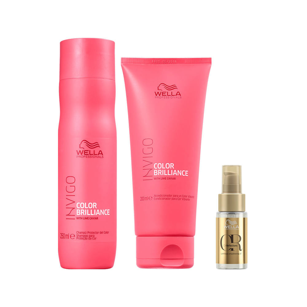 Kit Wella Professionals Invigo Color Brilliance Shampoo 250 Ml + Condicionador 200 Ml + Óleo Capilar 30 Ml