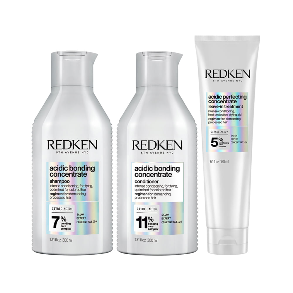 Kit Redken Acidic Bonding Concentrate Shampoo 300 ml + Condicionador 300 ml + Leave-in 150 ml