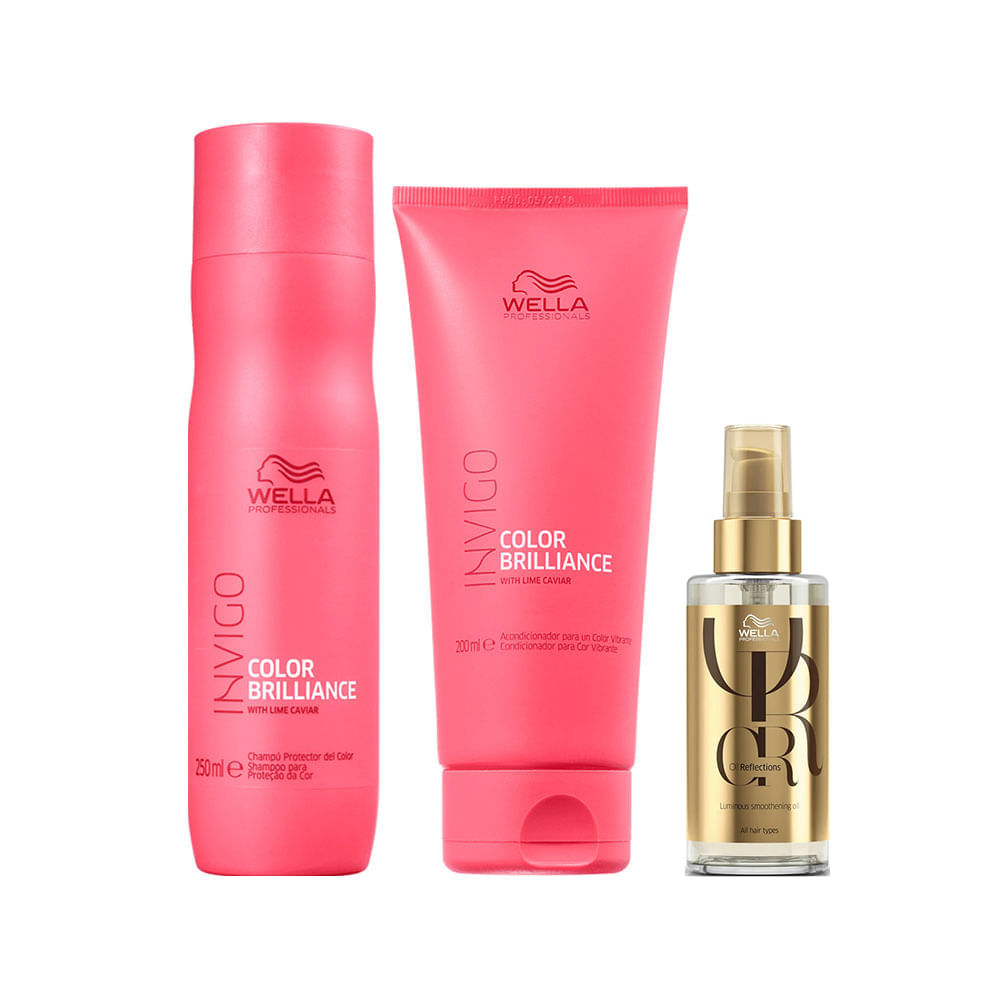 Kit Wella Professionals Invigo Color Brilliance Shampoo 250 Ml + Condicionador 200 Ml + Óleo Capilar 100 Ml
