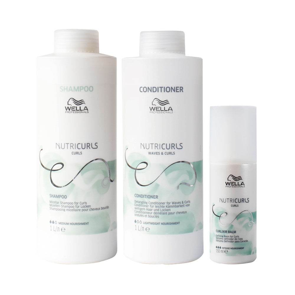 Kit Wella Professionals Nutricurls Shampoo 1000 Ml + Condicionador 1000 Ml + Leave- In 150 Ml