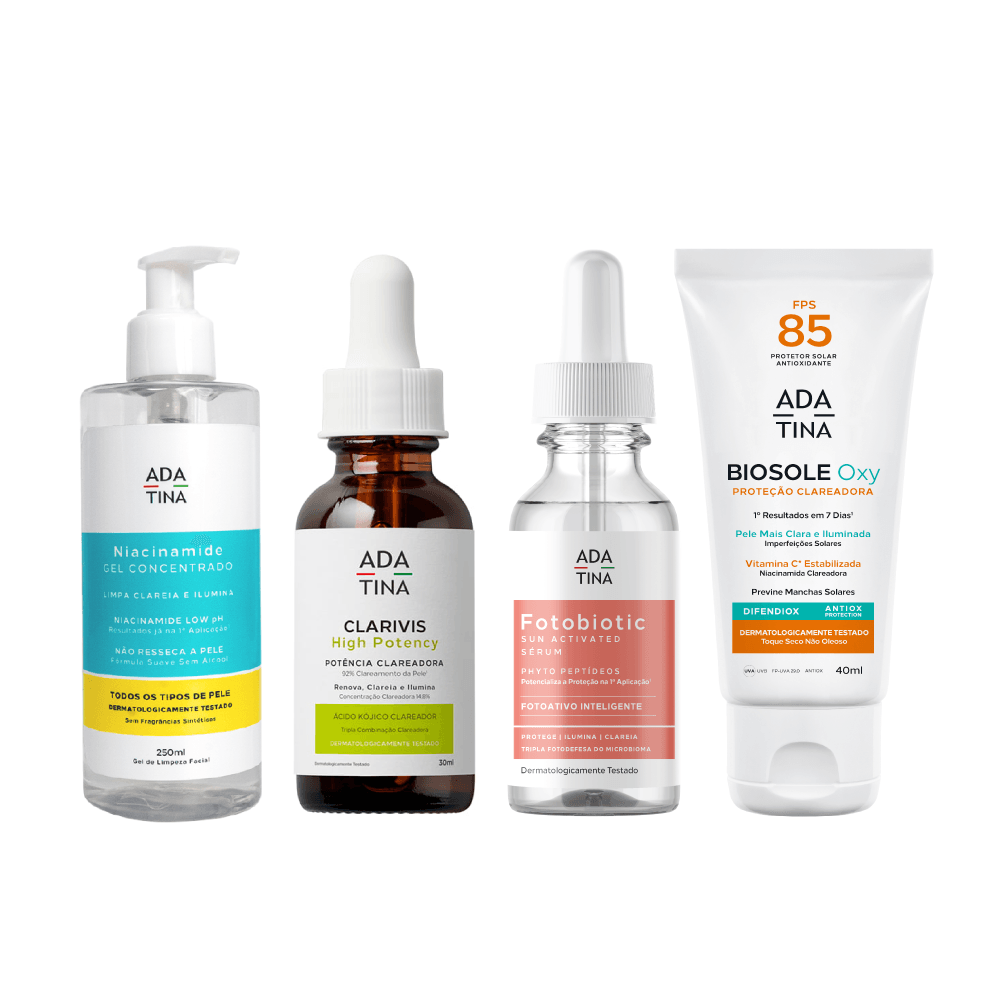 Kit Tratamento Para Melasma Niacinamide 250ml + Sérum Clareador Antioxidante 30ml + Sérum Clareador Clarivis Tx 30ml + Protetor Solar Biosole Oxy 40ml