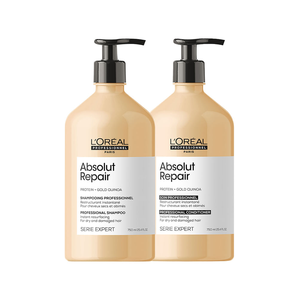 Kit L'Oréal Professionnel Serie Expert Absolut Repair Gold Quinoa Shampoo 750 ml + Condicionador 750 ml