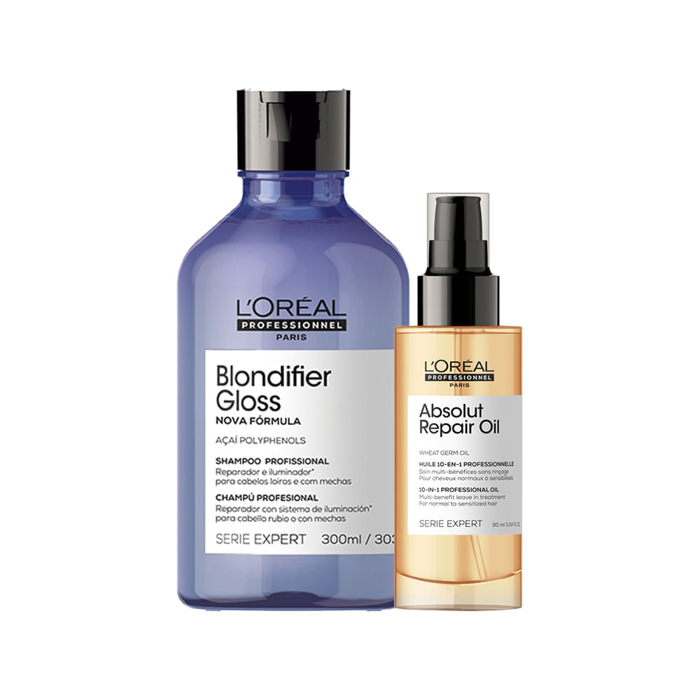 Kit L'Oréal Professionnel Serie Expert Blondifier Shampoo Gloss 300 ml + Óleo 90 ml