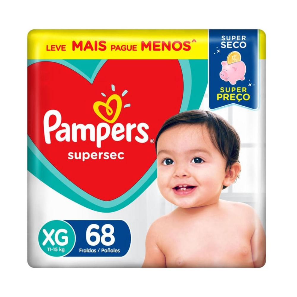 Fralda Descartável Pampers Supersec Jumbo Tamanho XG Com 68 Unidades