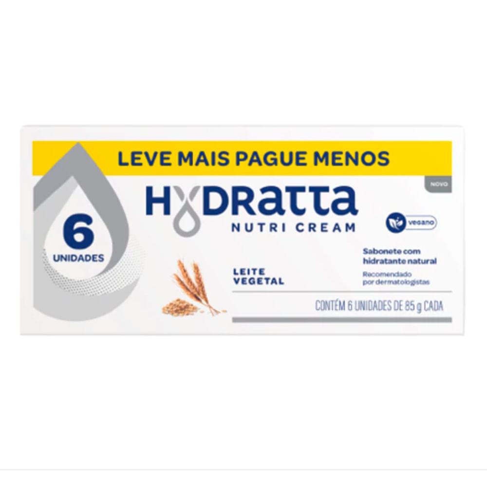 Kit Sabonete Em Barra Leite Vegetal Hydratta Pacote Com 6 Unidades