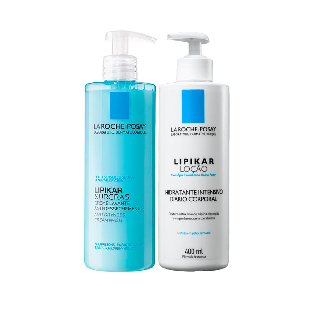 Kit Corporal La Roche-Posay Lipikar - Sabonete Líquido 400 ml + Loção Hidratante Corporal 400 ml