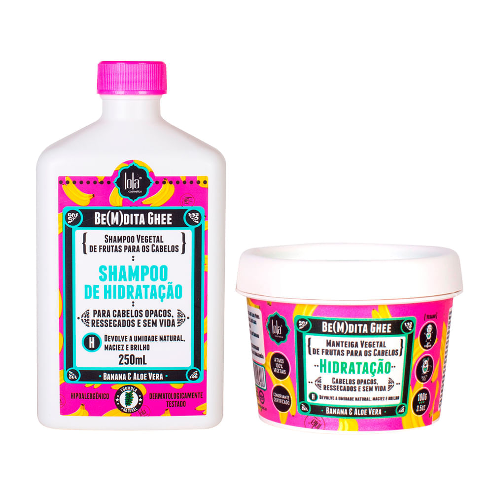 Kit Lola Cosmetics Hidratação Shampoo de Hidratação Lola Cosmetics Be(m)dita Ghee 250 ml + Máscara de Hidratação Lola Cosmetics Lola Cosmetics Be(m)dita Ghee 100 g