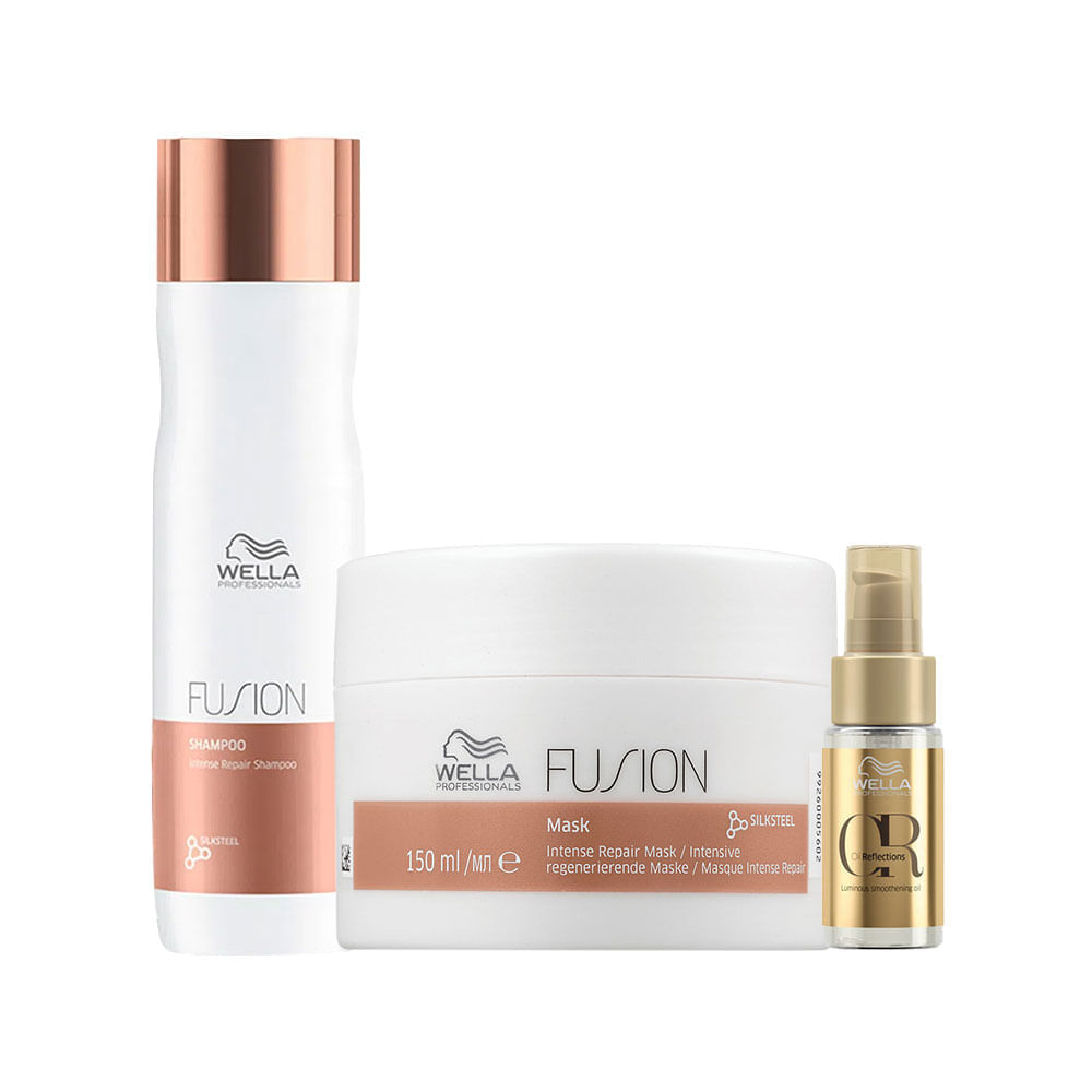 Kit Wella Professionals Fusion Shampoo 250 Ml + Máscara 150 Ml + Óleo 30 Ml