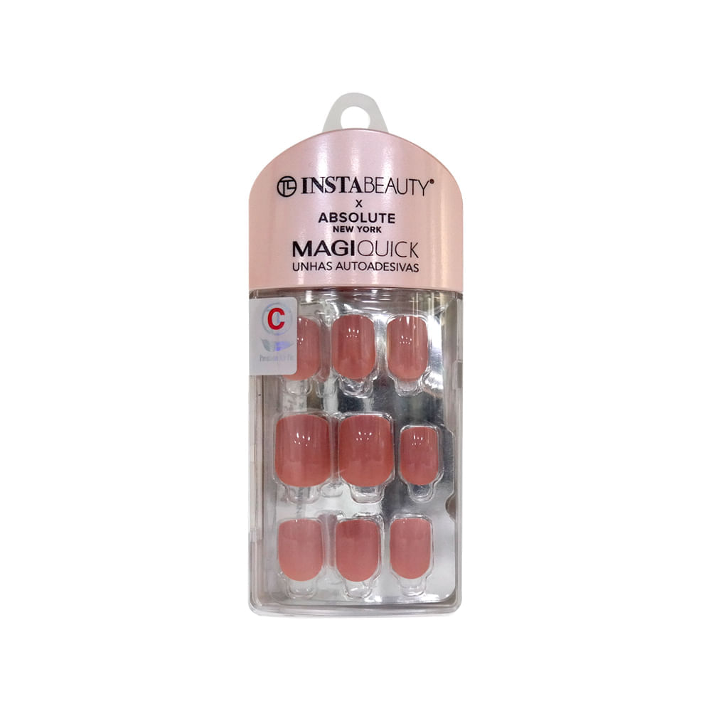 Unhas Postiças Curta Autocolante Quadrada Pintada Absolute New York Magiquick Rose Pink 24 Unidades