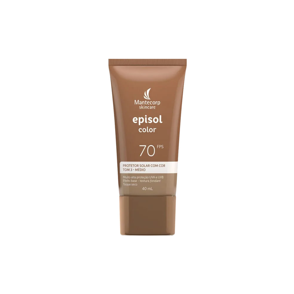Protetor Solar Facial Episol Color Mantecorp Tom 3 Médio FPS 70 40 ml