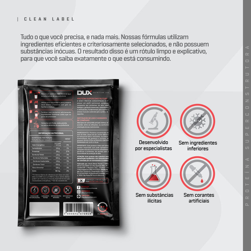 Whey Protein Concentrado Sabor Chocolate Branco Sachê 28G