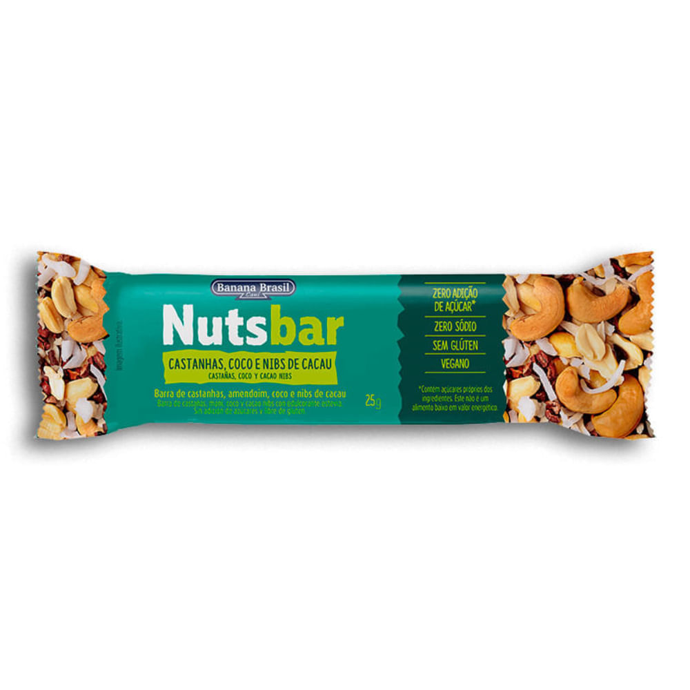 Barrinha Nutsbar Castanhas, Coco e Nibs De Cacau Banana Brasil 25g