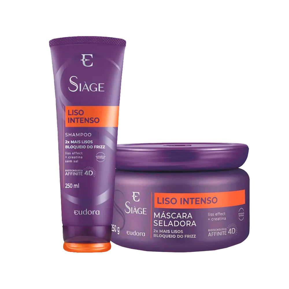 Kit Eudora Siáge Liso Intenso 4D - Shampoo 250 ml + Máscara Antifrizz 250 g
