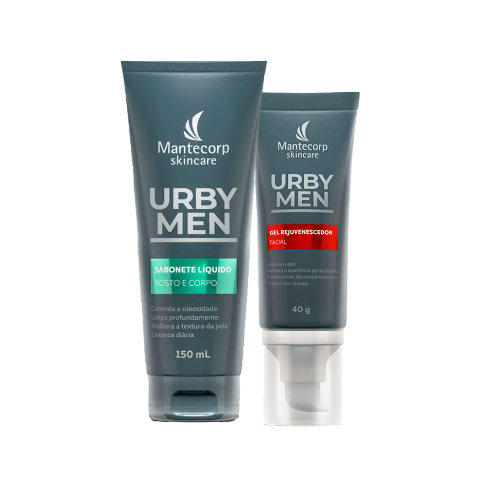 Kit Facial Mantecorp Masculino Sabonete Líquido Corpo e Rosto 150 ml + Gel 40 ml