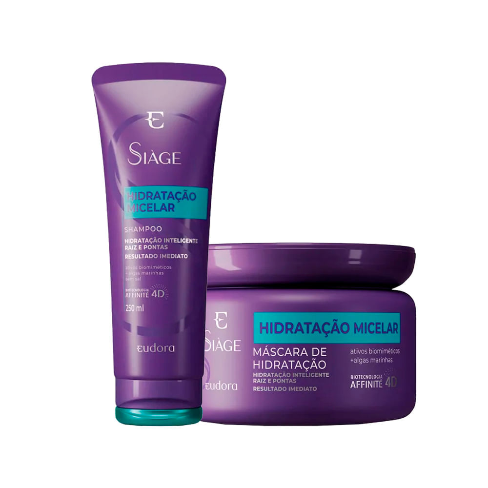 Kit Eudora Siáge Hidratação Micelar  Shampoo 250 ml + Máscara de Hidratação 250 g