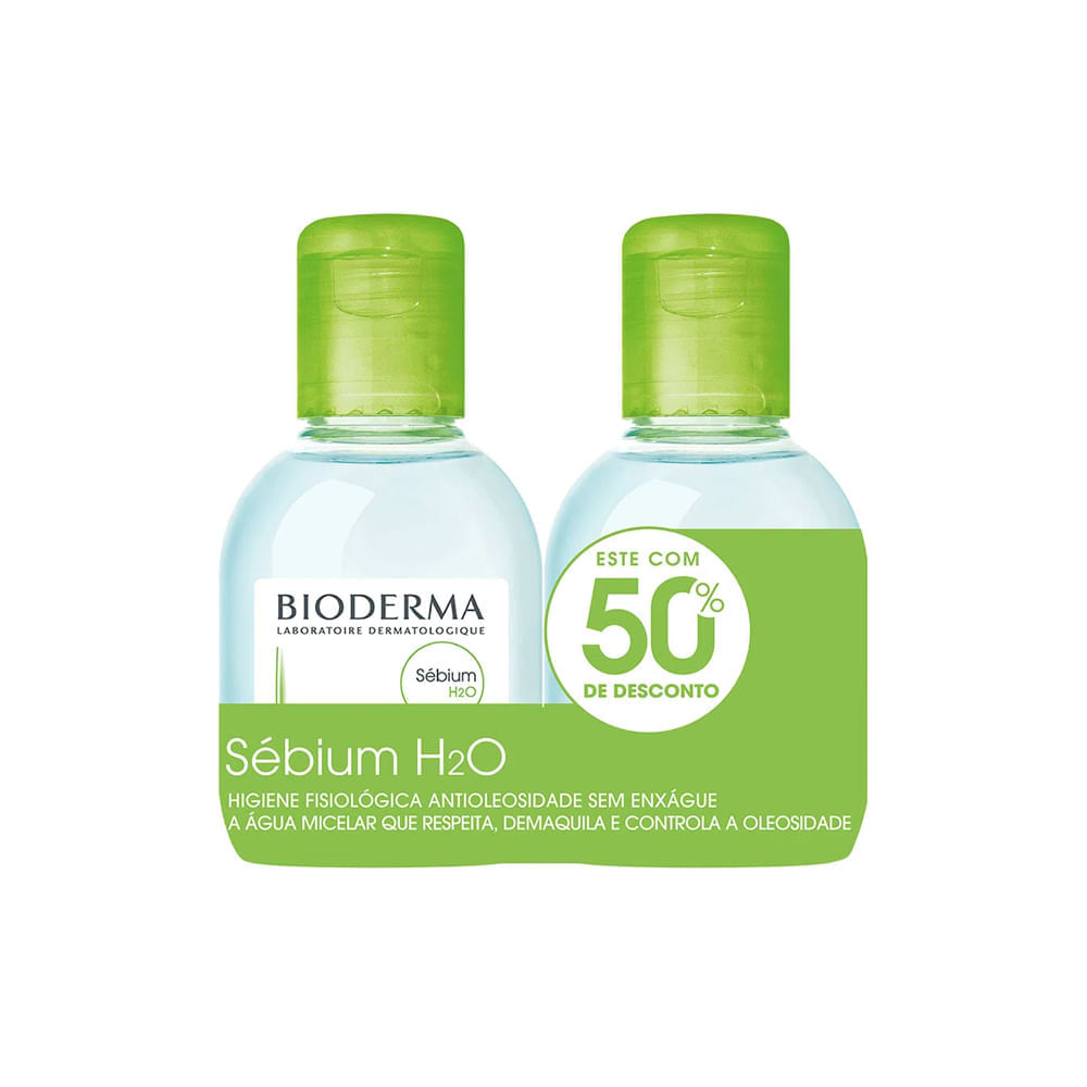 Kit Água Micelar Facial de Limpeza Bioderma Sébium H20 100 ml Cada 2 Produtos
