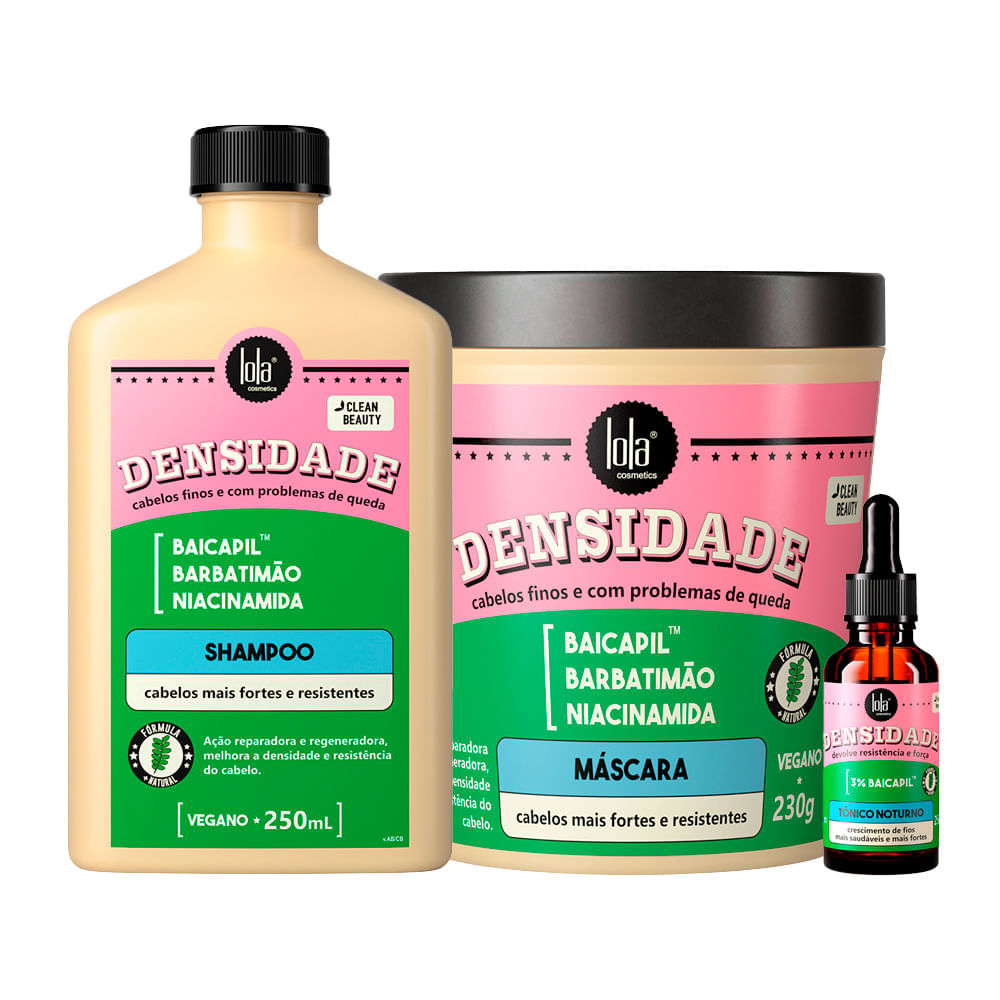Kit Lola Cosmetics Reparação Densidade Shampoo 250 ml + Máscara de Reconstrução  230 g + Tônico Capilar 25 ml