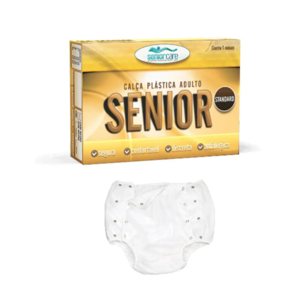Calça Plástica Com Botão Para Incontinência Urinária Tamanho 40/42 P Senior Care