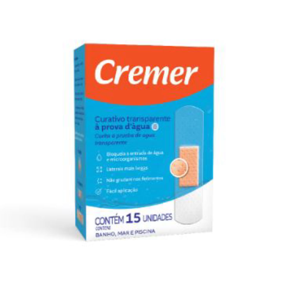 Curativo Hipoalergênico à Prova D´água Caixa Com 15 Unidades Cremer