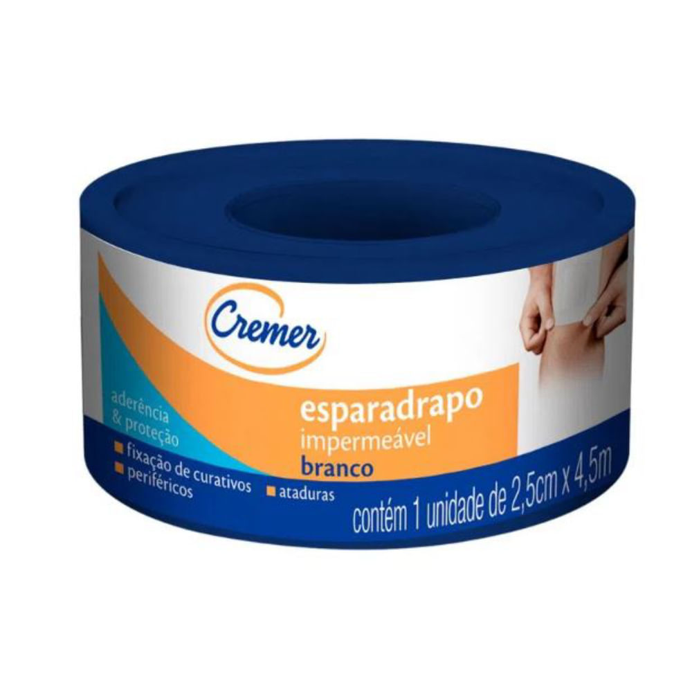 Esparadrapo Impermeável Branco 2,5cm x 4,5m Cremer