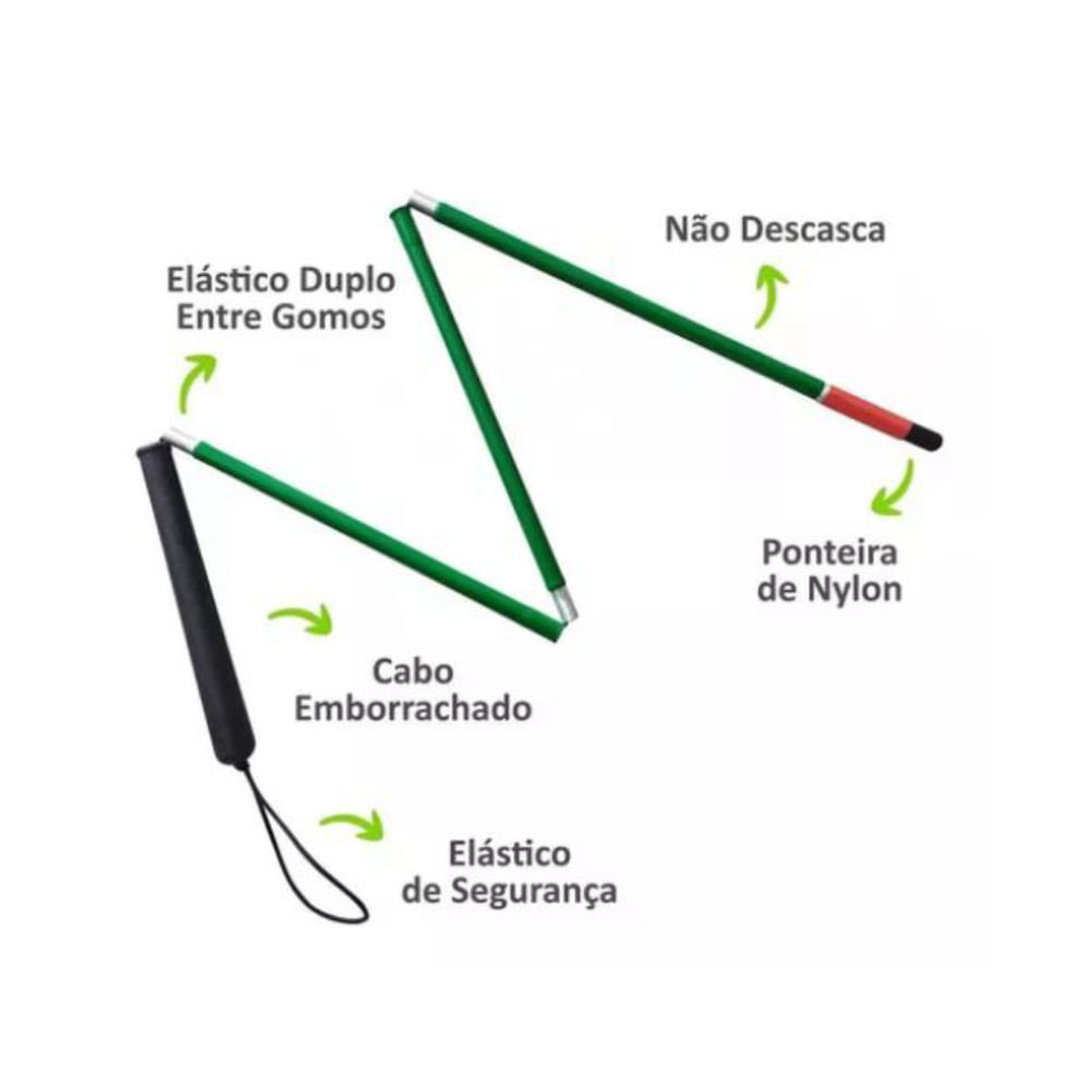 Bengala para Deficiente Visual Baixa Visão Verde Alô