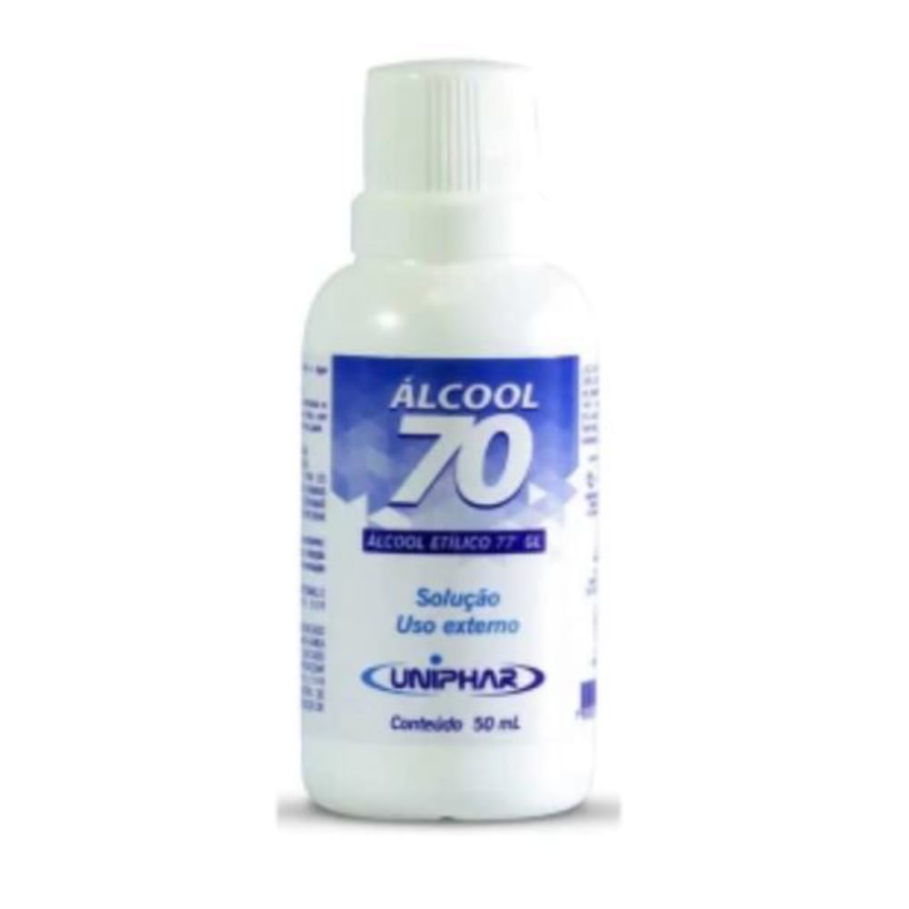 Álcool antisséptico  70% frasco com 50 ml  Uniphar