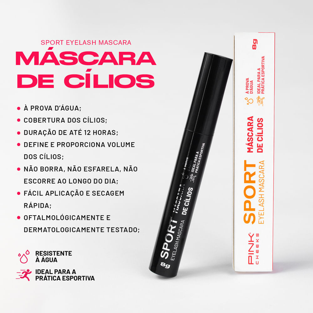 Máscara de Cílios Pink Cheeks Sport Eyelash Cor Preto 8g