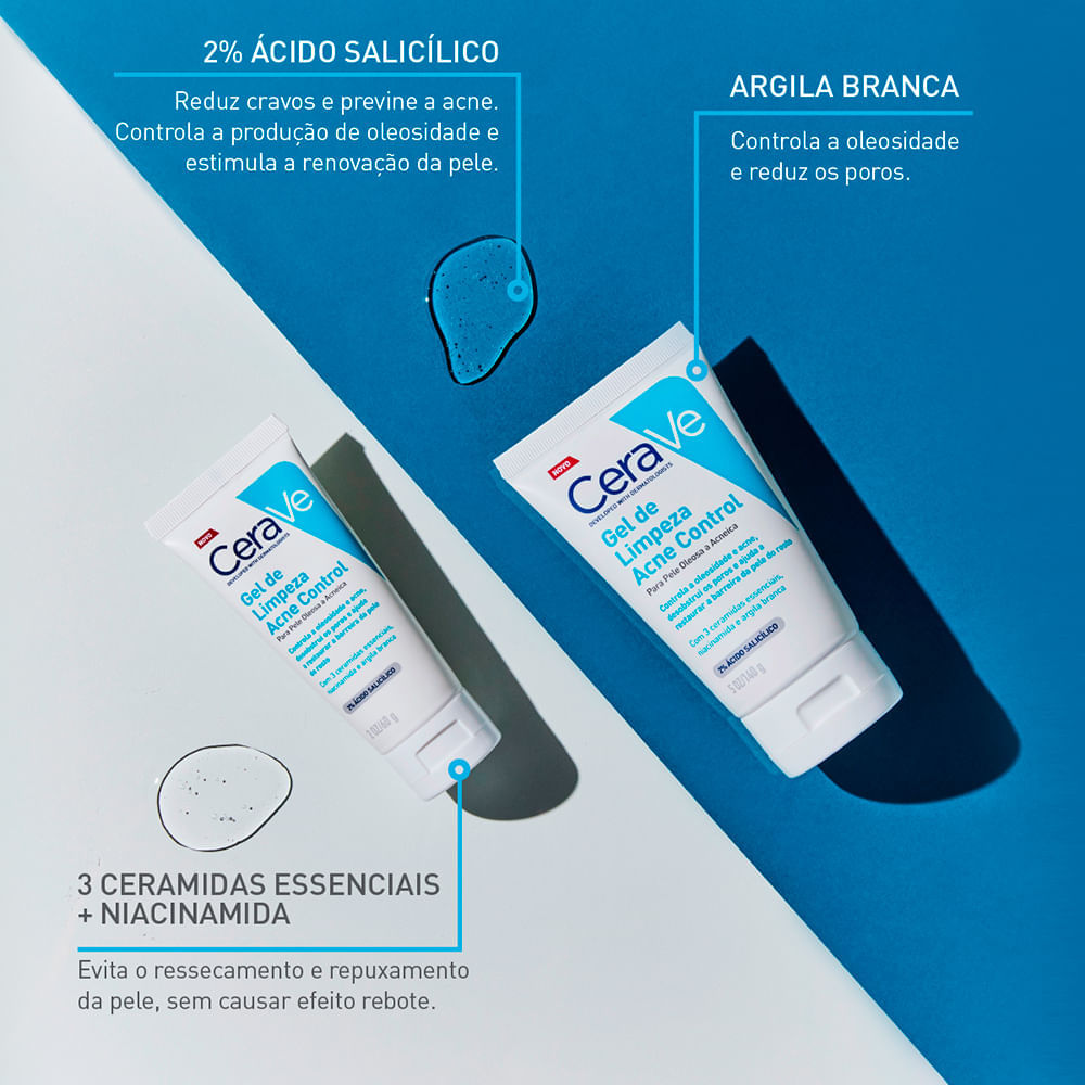 Gel de Limpeza Facial Cerave Acne Control 140g