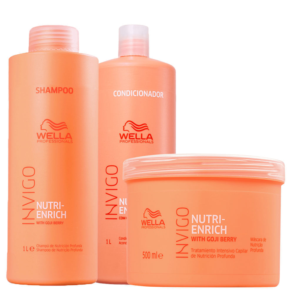 Kit Wella Professionals Invigo Nutri Enrich Shampoo 100ml Condicionador 1000ml e Máscara 500ml